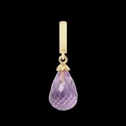 Amethyst purple drop, gold