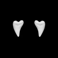 Brushed Heart, studs, silver