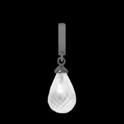 Crystal Quartz drop, black ruth silver
