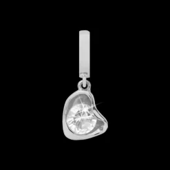 Crystal Quarz Heart Drop silver