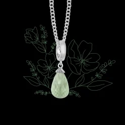 Halskæde m grøn Amethyst drop sølv