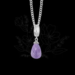 Halskæde m Lilla Amethyst drop sølv