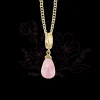 Halskæde m Rosa Quartz drop forgyldt