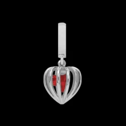 Ruby Heart Cage silver