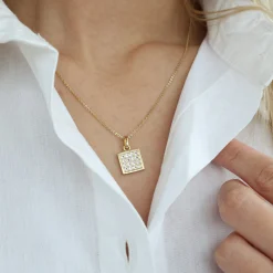 Square Topaz Balance, pendant, goldpl si