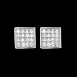 Square Topaz Balance, studs, Silver