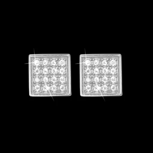 Square Topaz Balance, studs, Silver