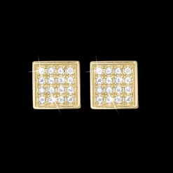 Square Topaz Balance, studs, goldpl Silv