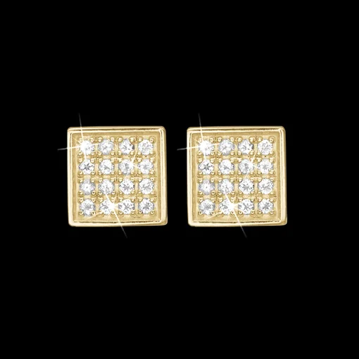 Square Topaz Balance, studs, goldpl Silv