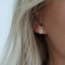 Square Topaz Balance, studs, Silver