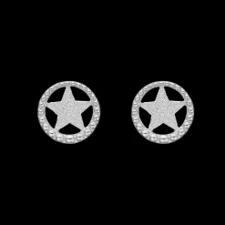 Star in A Circle, studs, silver